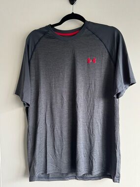 LG Men’s Charcoal Gray Short-Sleeve Athletic Tee with Red Logo
